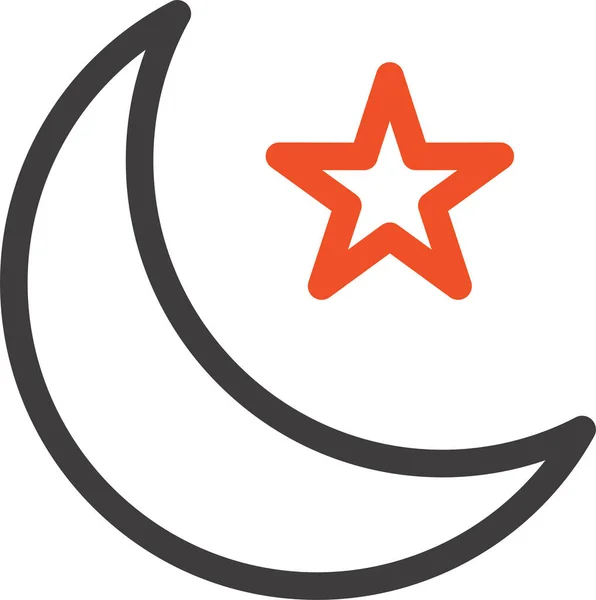 Luna Noche Estrella Icono Cultura Comunidades Categoría — Vector de stock