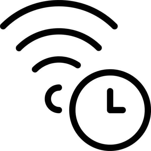 アウトラインスタイルで時計のインターネットネットワークアイコン — ストックベクタ