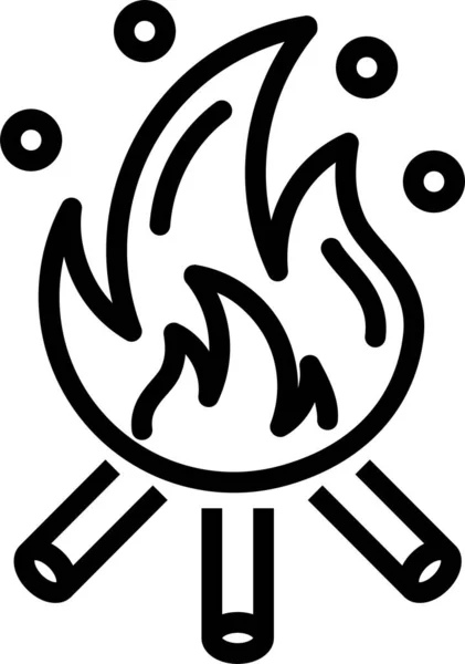 Значок Костра Кемпинг Огонь Стиле Наброска — стоковый вектор