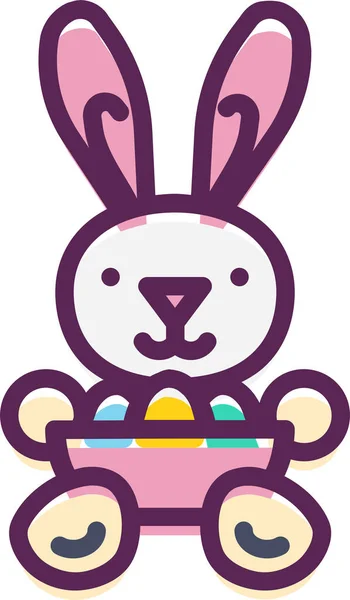 Bol Lapin Icône Mignonne Dans Style Contour Rempli — Image vectorielle