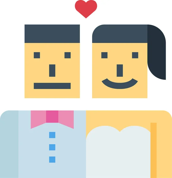 Pareja Corazón Amor Icono Estilo Plano — Vector de stock