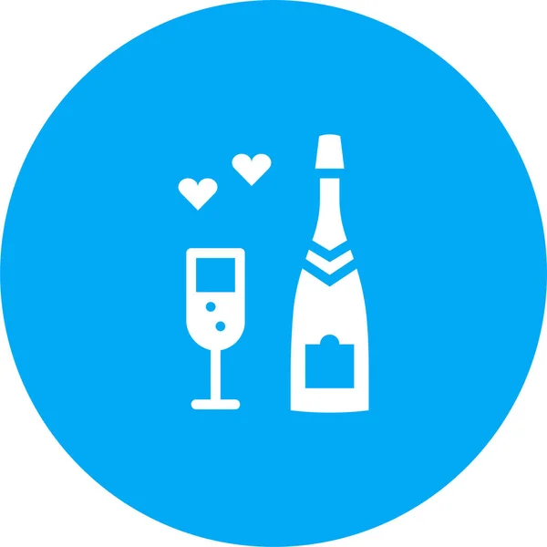 Célébrer Champagne Date Icône Dans Style Solide — Image vectorielle