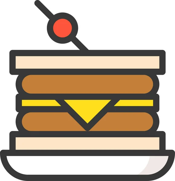 Fast Food Icona Hamburger Pieno Stile Contorno — Vettoriale Stock