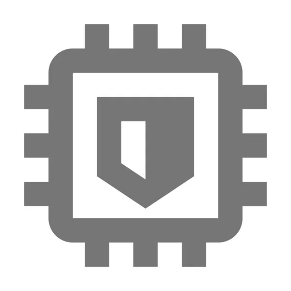 Ícone Chip Segurança Escudo Estilo Esboço — Vetor de Stock