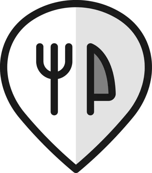 Icono Estilo Pin Restaurante Estilo Contorno Lleno — Vector de stock
