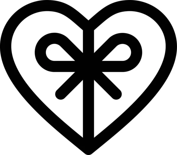 Regalo Icono Recompensa Corazón Estilo Esquema — Vector de stock