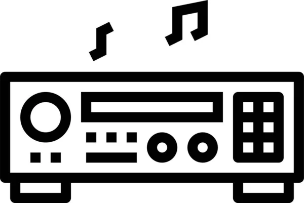 Icono Del Reproductor Música Multimedia Estilo Esquema — Vector de stock