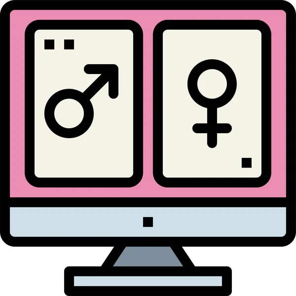 Computer Vrouwelijke Mannelijke Pictogram — Stockvector