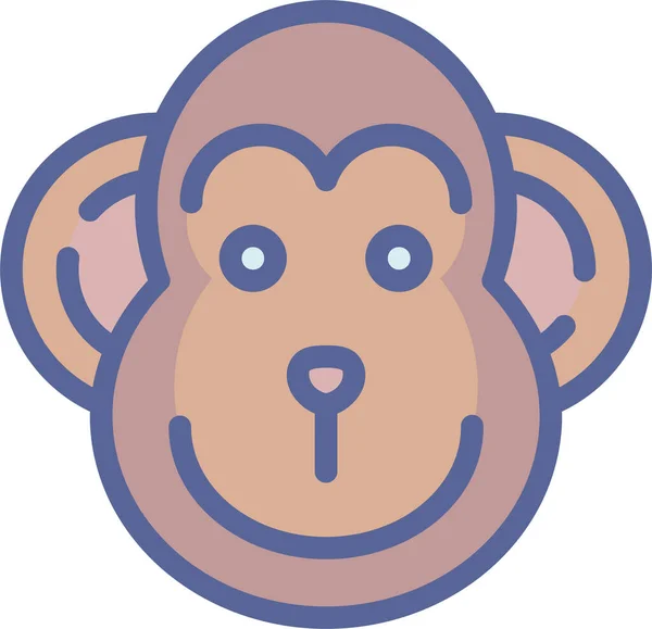 Ape Chinese Monkey Icon Filled Outline Style — Stock Vector