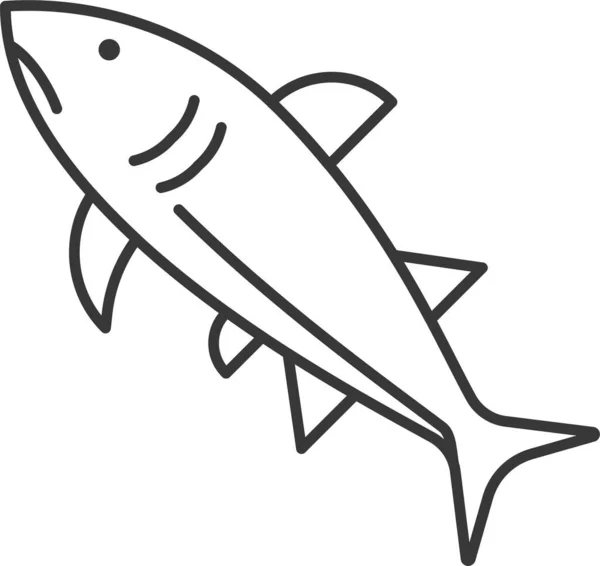 アクリル魚のライフアイコンをアウトラインスタイルで — ストックベクタ