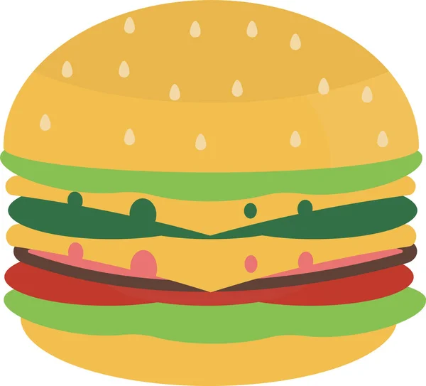 Cheesburger Fast Food Icon Flat Style — Stock Vector