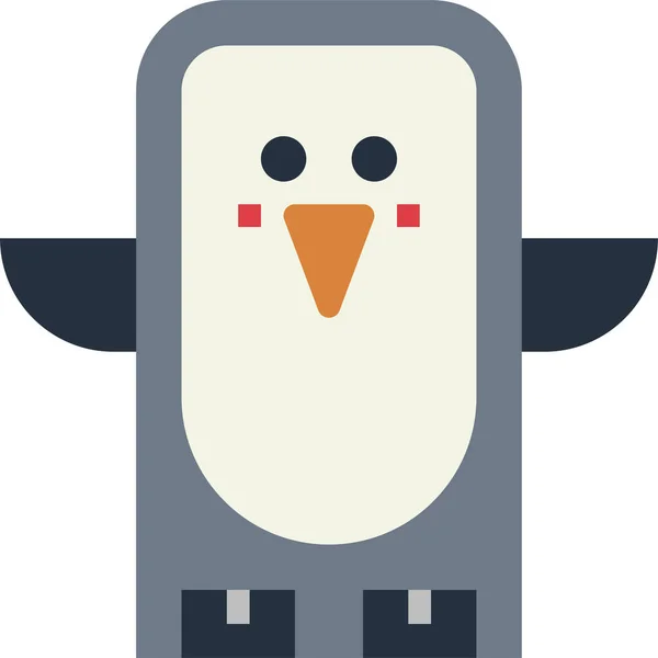 扁平的动物冷企鹅图标 — 图库矢量图片