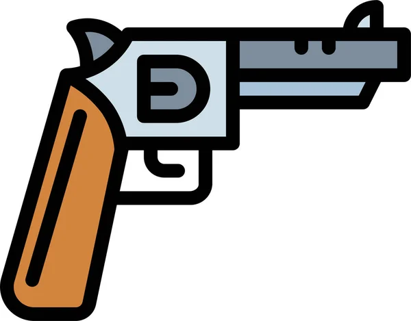 Ikon Pistol Revolver Dalam Gaya Isi Garis - Stok Vektor