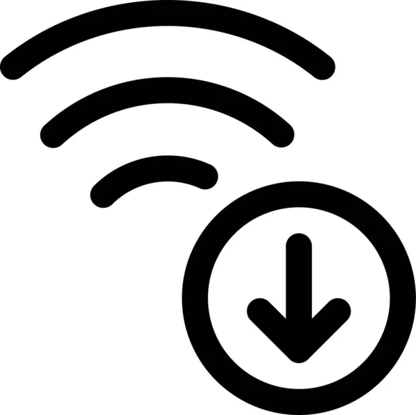 Wifi Indirme Simgesi Ana Hat Biçiminde — Stok Vektör