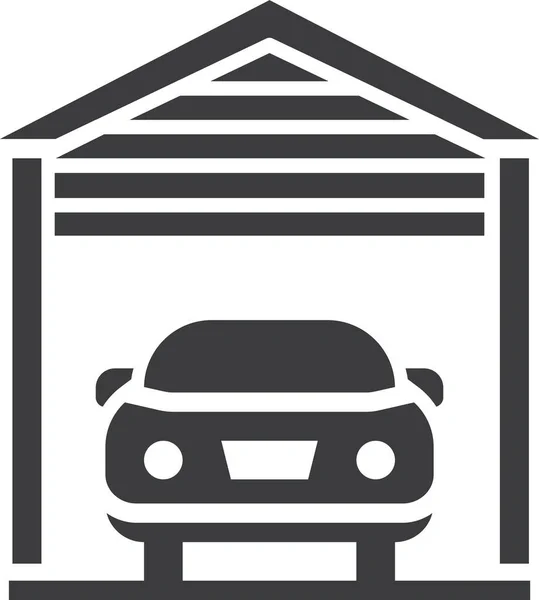 Garage Icona Del Parcheggio Stile Solid — Vettoriale Stock