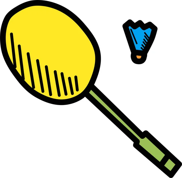 Badminton Παιχνίδια Ολυμπιακά Εικονίδιο Στυλ Γεμάτο Περίγραμμα — Διανυσματικό Αρχείο