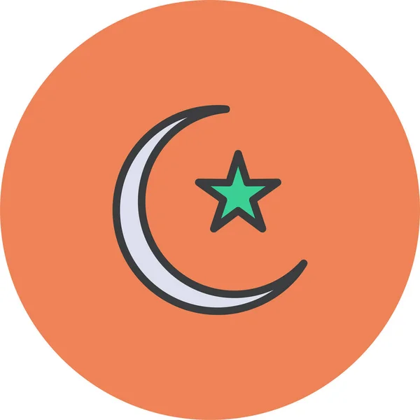 Crescente Ícone Ramadã Islâmico Estilo Esboço Preenchido —  Vetores de Stock