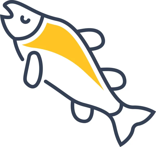 Peixe Animal Ícone Rosa Estilo Esboço — Vetor de Stock