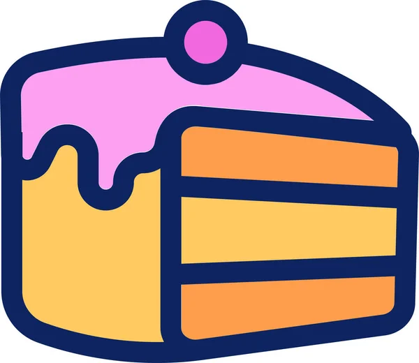 Gâteau Aux Baies Icône Gâteau Fromage Dans Style Contour Rempli — Image vectorielle