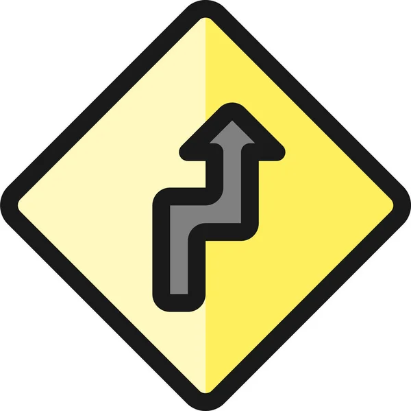 Road Ahead Sign Icon Filled Outline Style — Stock Vector