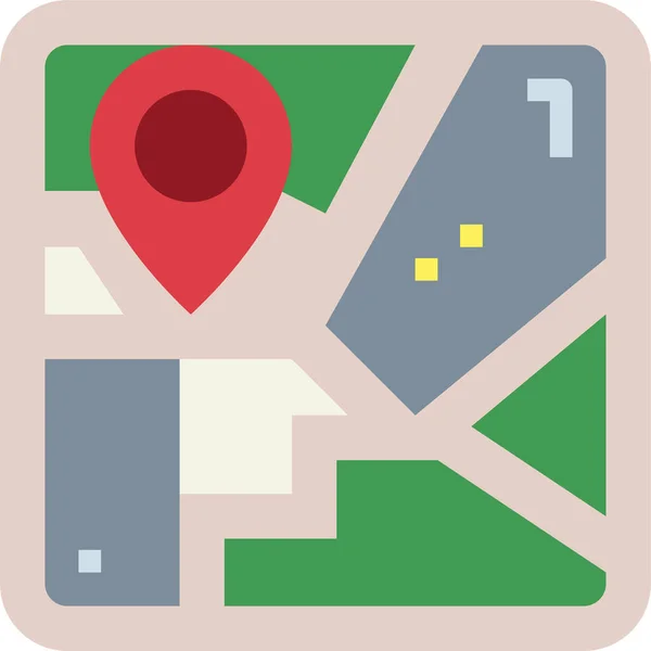 Gps Locatie Kaart Pictogram Platte Stijl — Stockvector