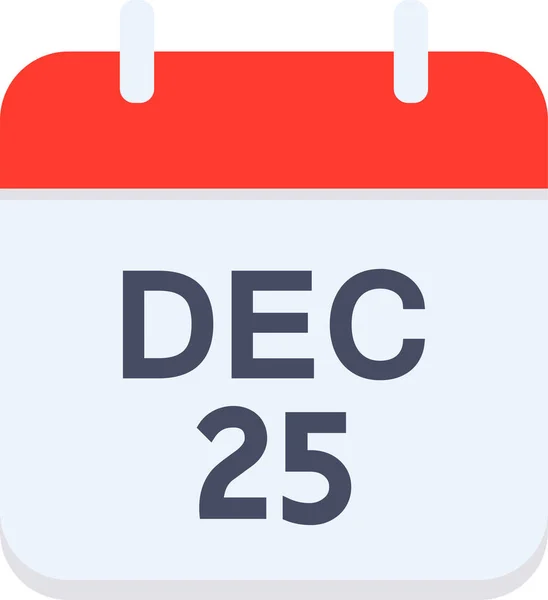 Calendrier Date Noël Icône Dans Style Plat — Image vectorielle