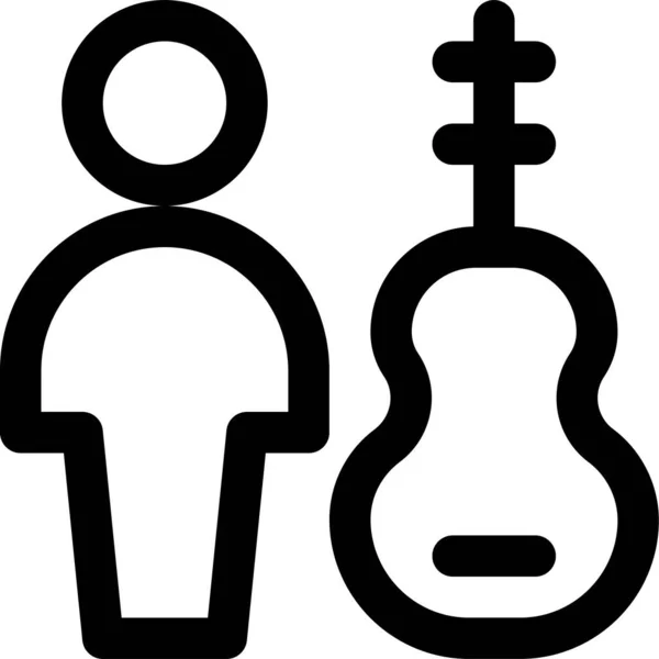 Concierto Guitarrista Icono Guitarra Estilo Esquema — Archivo Imágenes Vectoriales