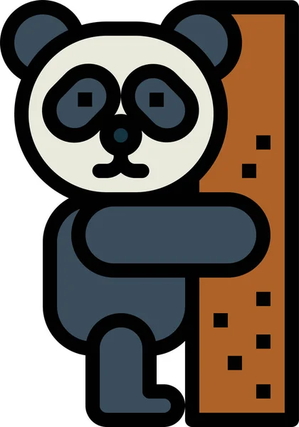 大熊猫动物图标填充轮廓风格 — 图库矢量图片