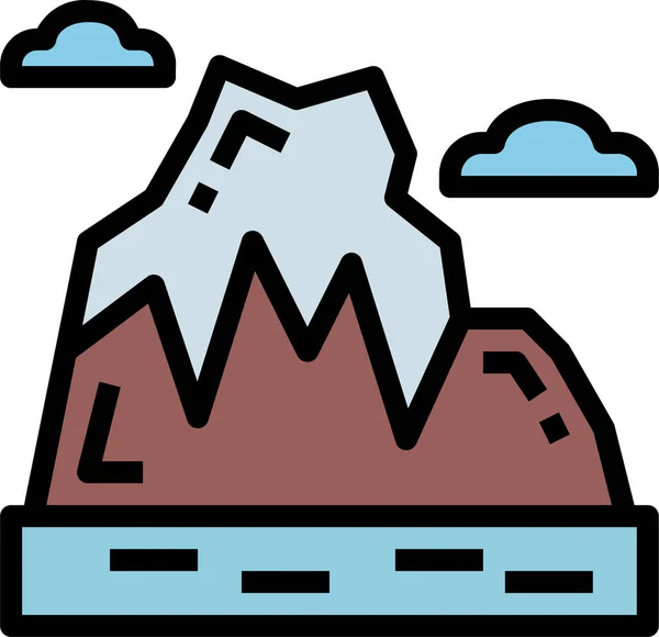 Icône Montagne Paysage Altitude Dans Style Contour Rempli — Image vectorielle