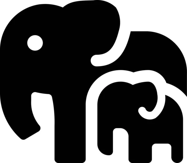 Olifant Moeder Zoogdier Pictogram Massieve Stijl — Stockvector