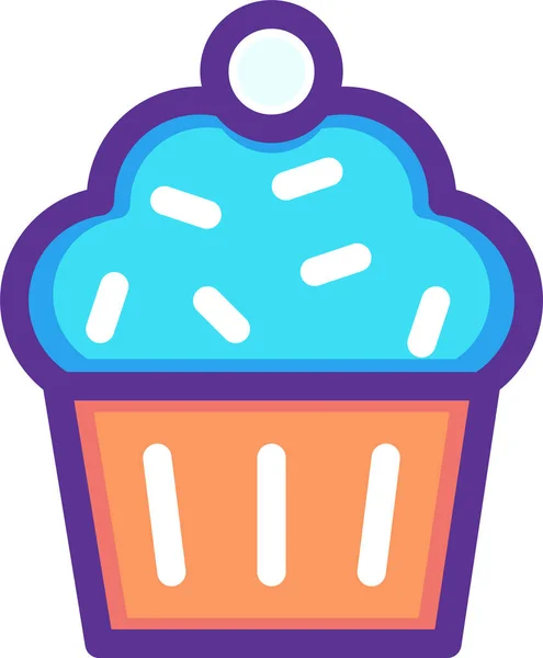 Cake Cup Dessert Pictogram Gevulde Outline Stijl — Stockvector