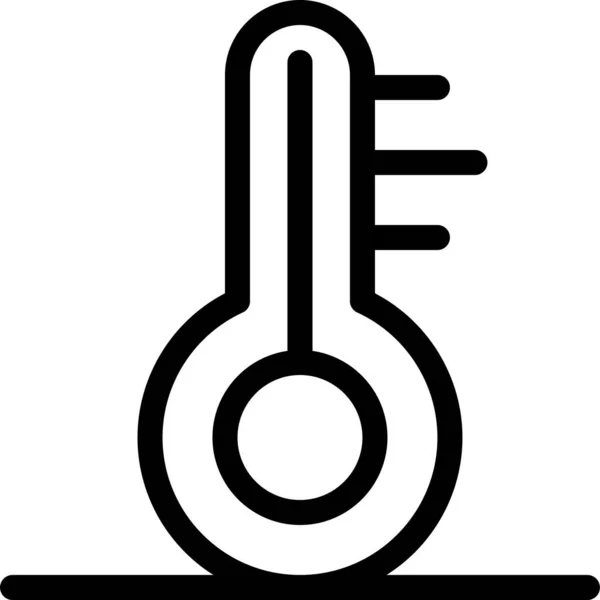 Temperatuur Thermometer Weer Pictogram Omtrek Stijl — Stockvector