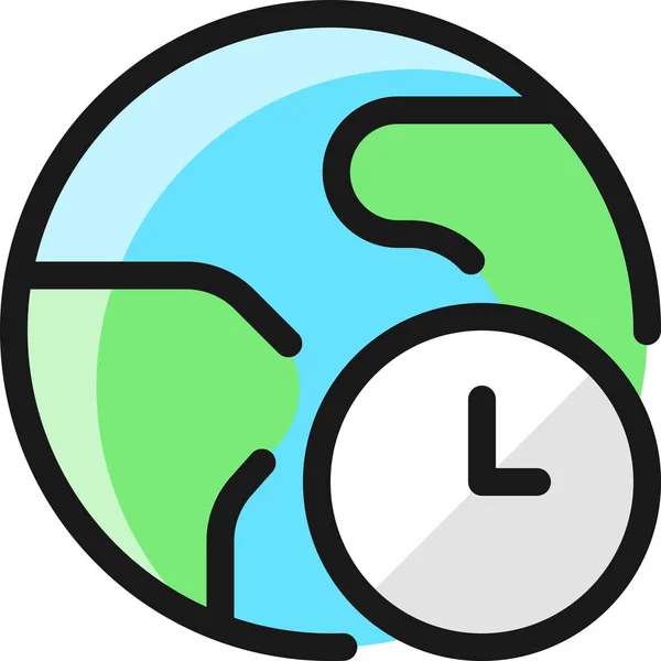 Earth Time Filled Outline Icon Filled Outline Style — Stockvektor