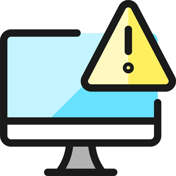 Icono Advertencia Monitor Escritorio Estilo Contorno Rellenado — Vector de stock