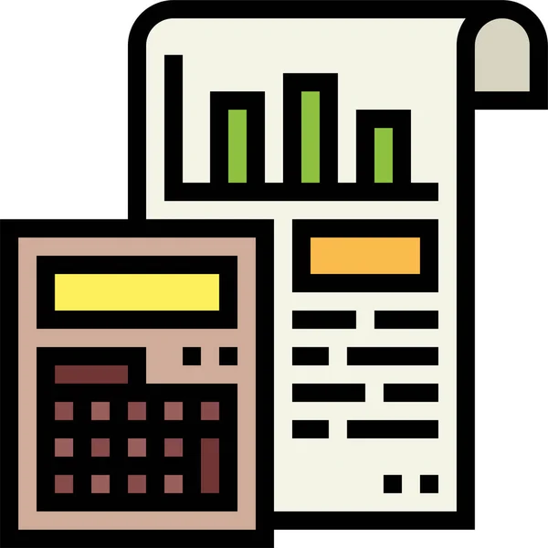 Ícone Documento Calculadora Contábil Categoria Gestão Negócios — Vetor de Stock