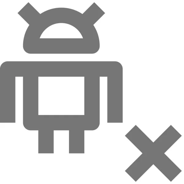 Андроїд Закритий Стоп Ікона Стилі Контури — стоковий вектор