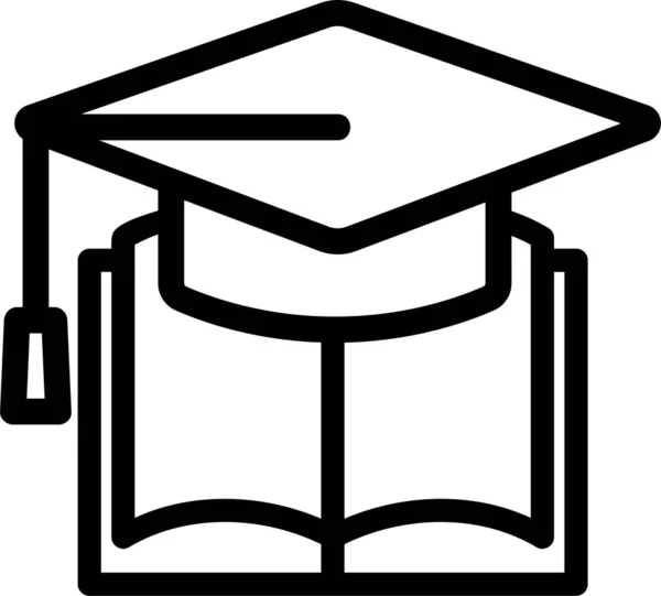 Könyv Főiskolai Kontúr Ikon Vázlatos Stílusban — Stock Vector