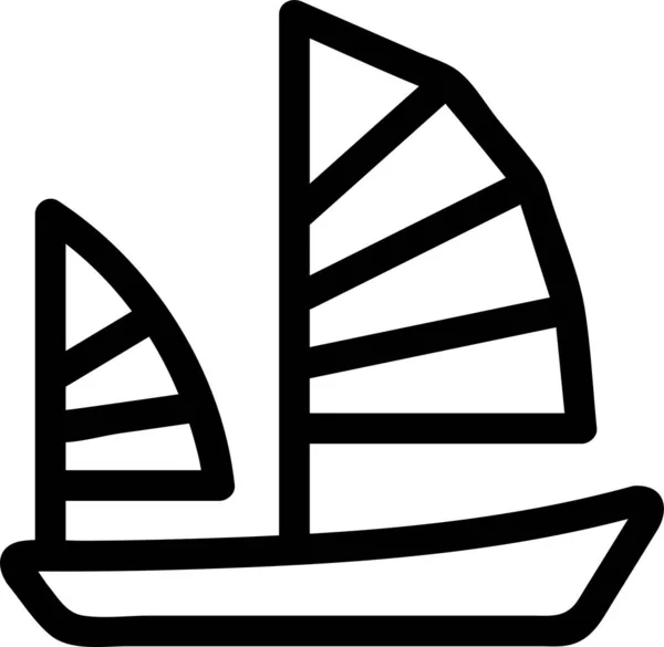 Ícone Mar Contorno Barco —  Vetores de Stock