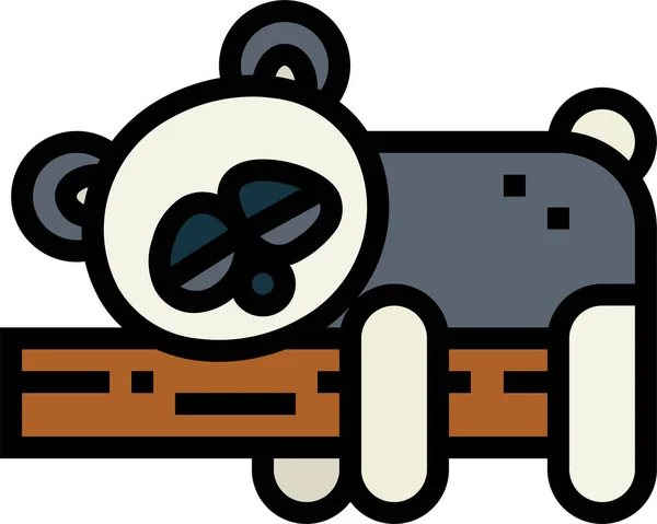 Animal Oso Panda Icono Estilo Contorno Lleno — Vector de stock