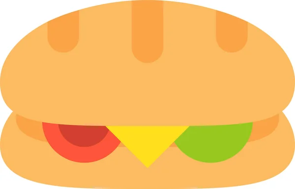 快餐食品汉堡包图标 扁平风格 — 图库矢量图片