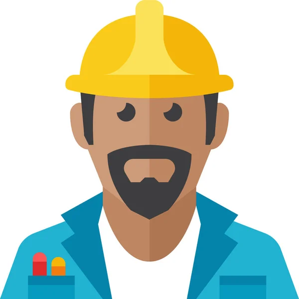 Construction Worker Flat Icon Flat Style — Stock Vector