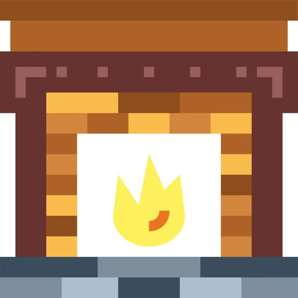 Chimney Fireplace Household Icon Christmas Category — Stock Vector