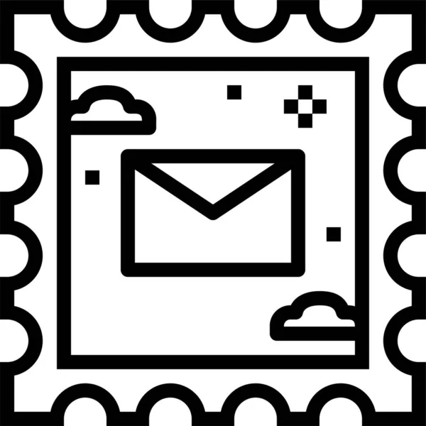 Lettre Mail Mailing Icône Dans Style Contour — Image vectorielle