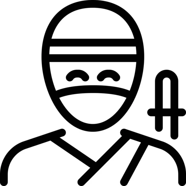 Иконка Ниндзя Преступника Наброске — стоковый вектор