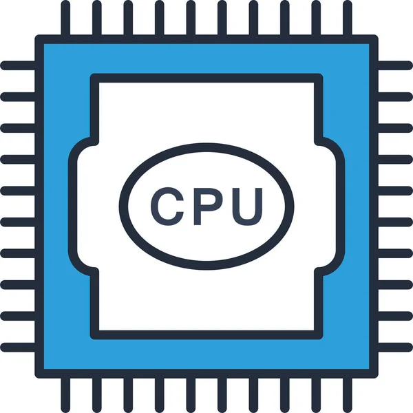 Computer Cpu Geheugen Pictogram Omtrek Stijl — Stockvector