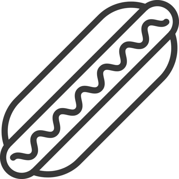 Fast Food Hot Dog Icône Dans Style Contour — Image vectorielle