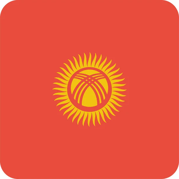 Drapeau Kyrgyzstan Icône Plate Dans Style Plat — Image vectorielle