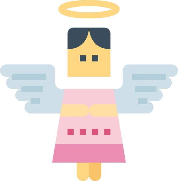 Angel Christmas Easter Icon Flat Style — Stock Vector