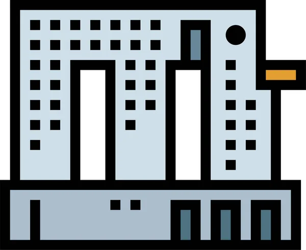 Architectuur Gebouw Stad Icoon Gevulde Outline Stijl — Stockvector