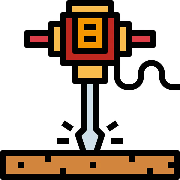 Costruzione Trapano Icona Perforazione Nella Categoria Utensili Costruzione — Vettoriale Stock